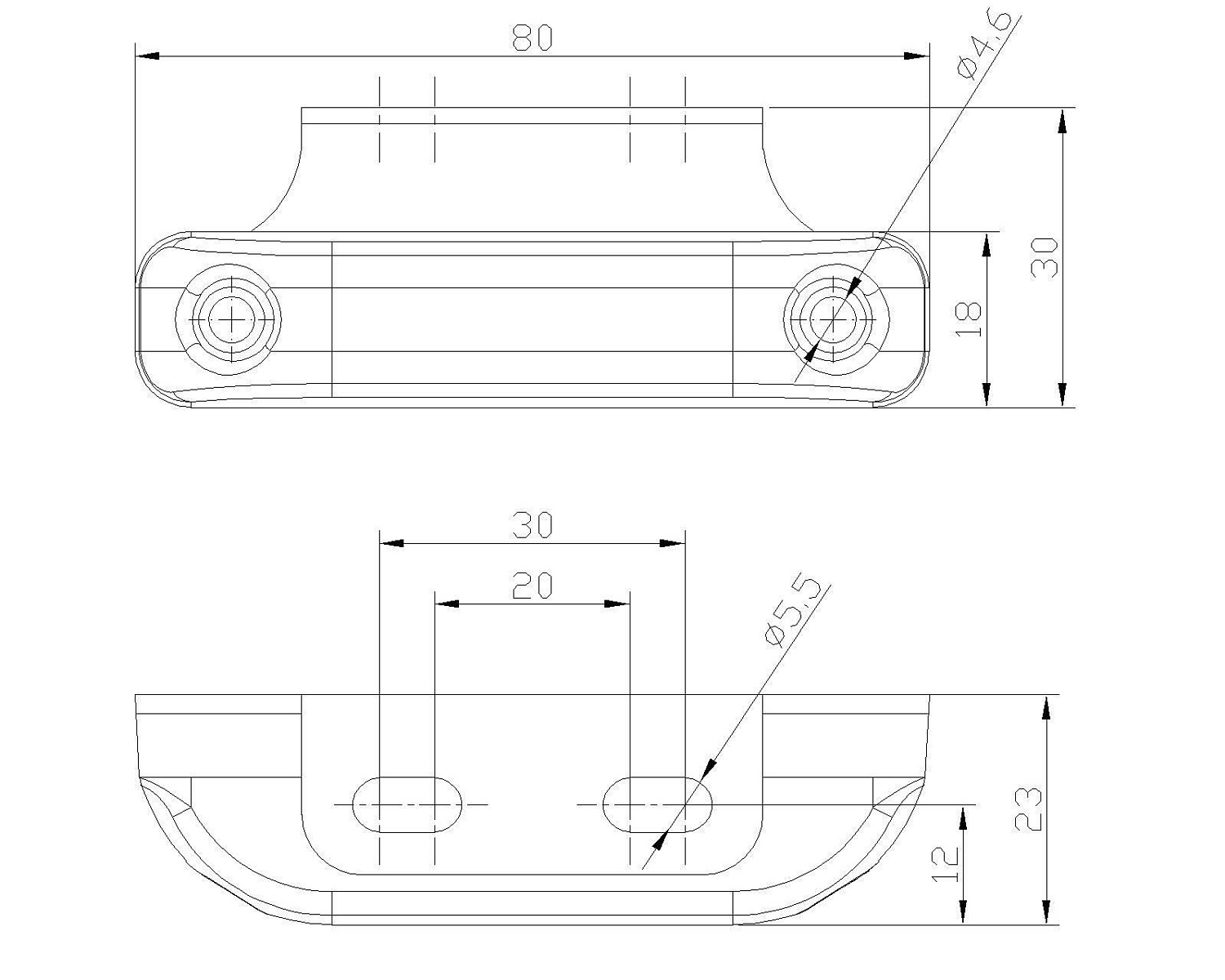 Фонарь габаритный Fristom FT-013 B+K LED белого цвета с кронштейном и проводом 2×0,75 мм².
